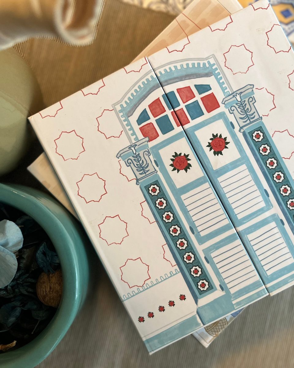 Blue door-illustration decorative book
