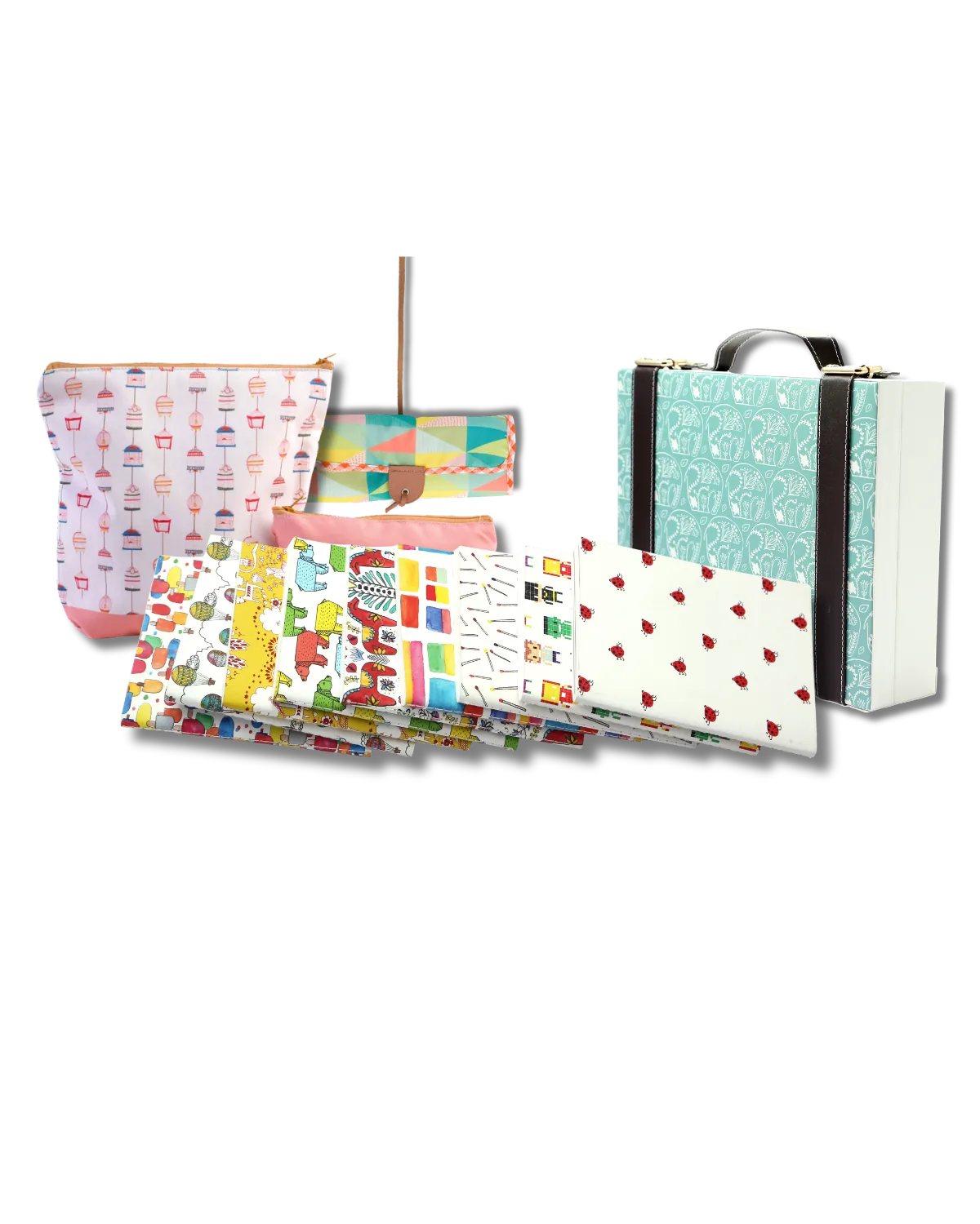 Stationery & Pouches — the notebook collection, printed covers fanned out